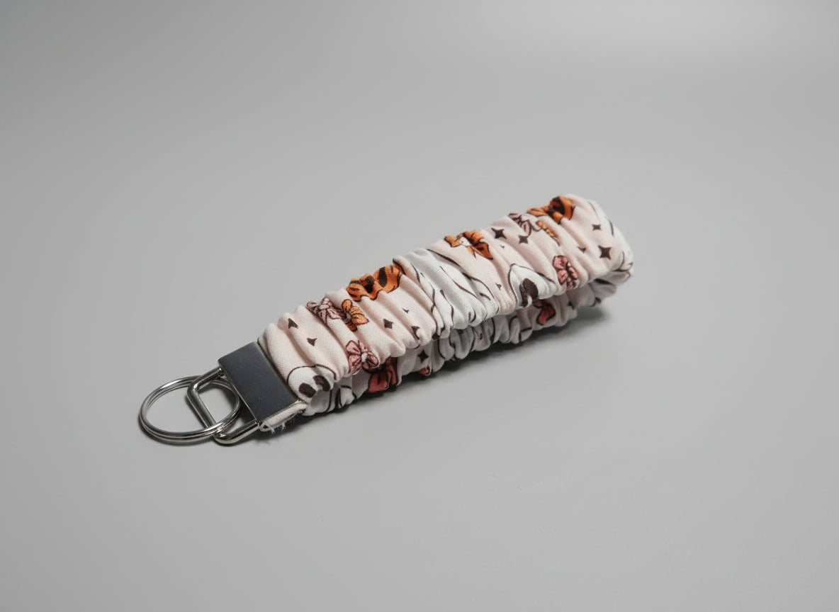 Pale Pink with Ghosts and Jack-O-Lanterns Key Fob Holder