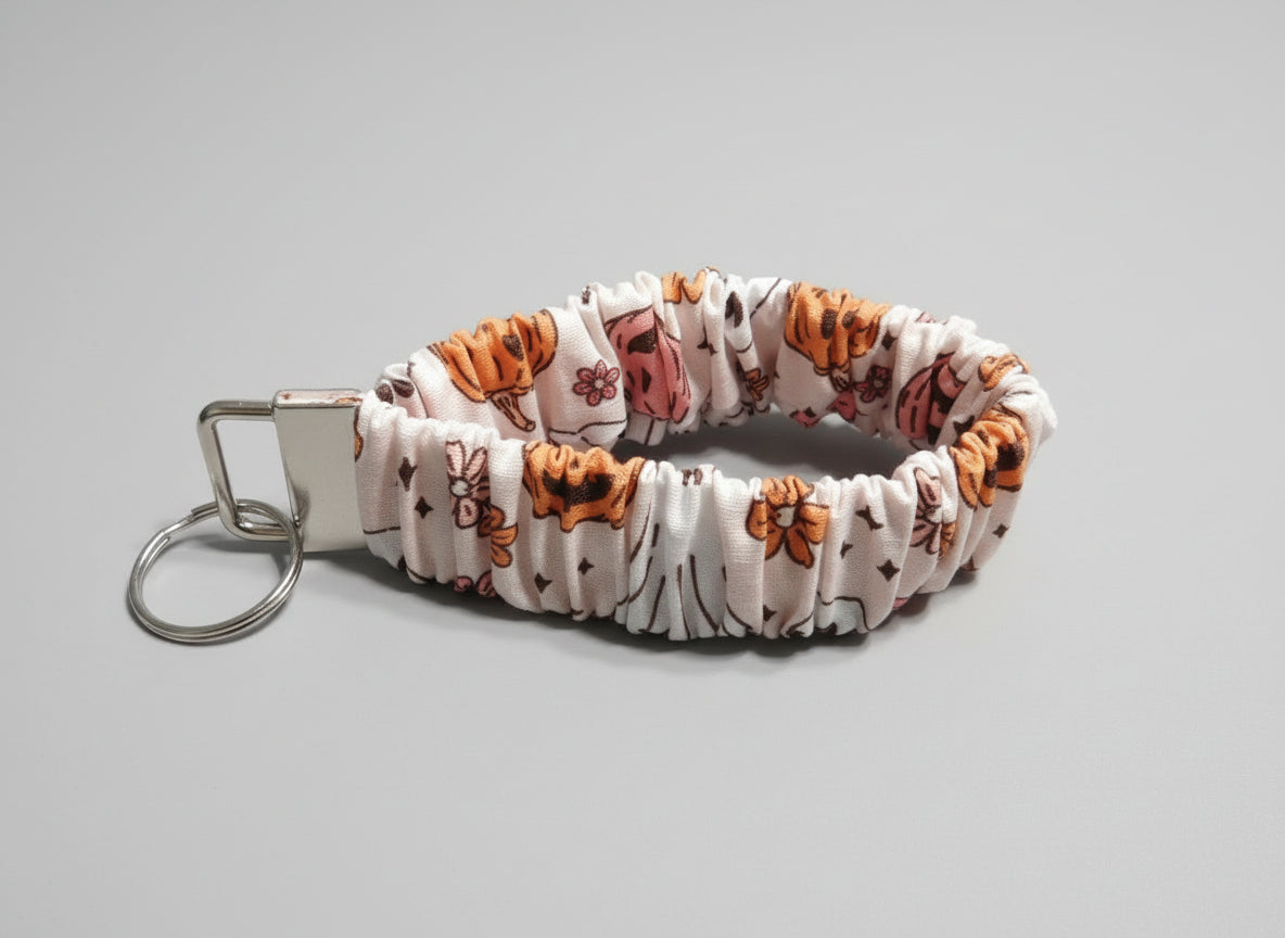 Pale Pink with Ghosts and Jack-O-Lanterns Key Fob Holder