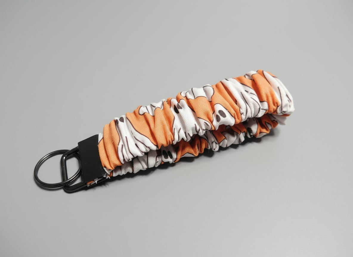 Orange with Ghosts Key Fob Holder