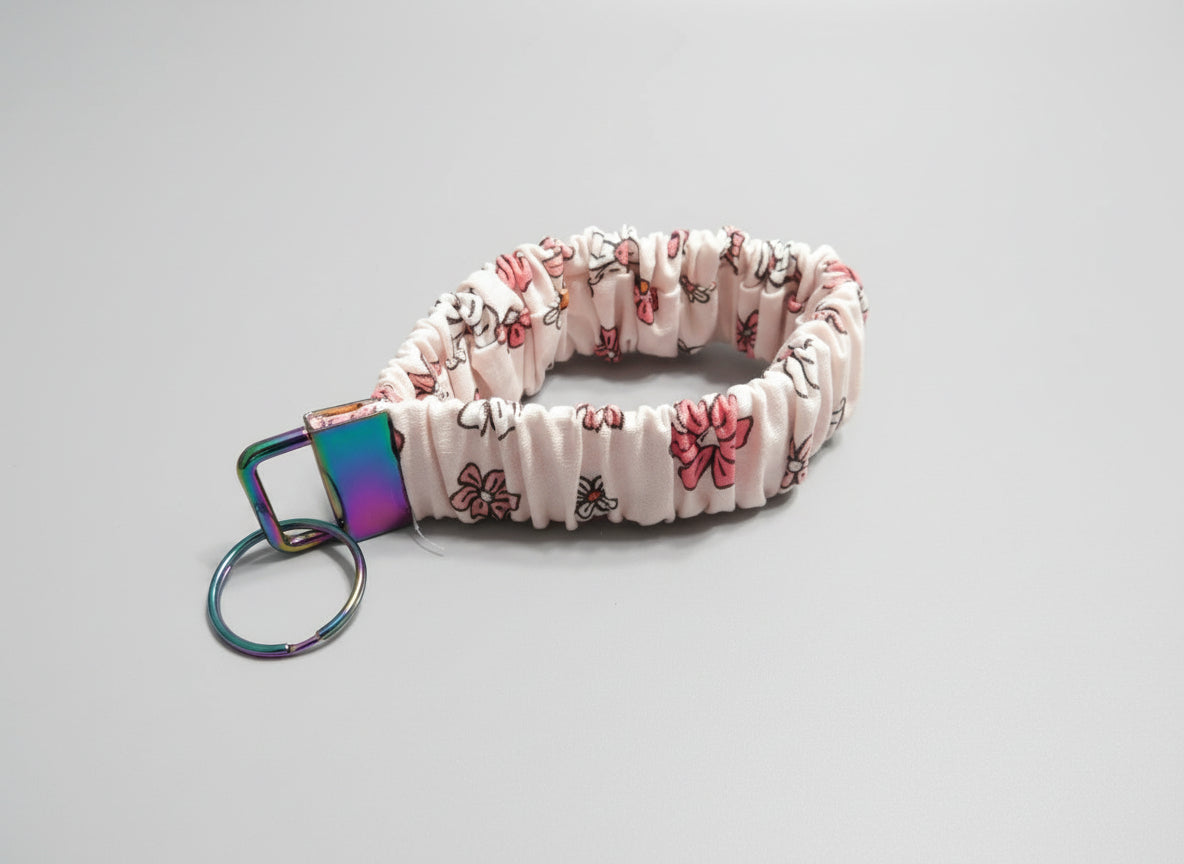 Pale Pink with Flowers Key Fob Holder