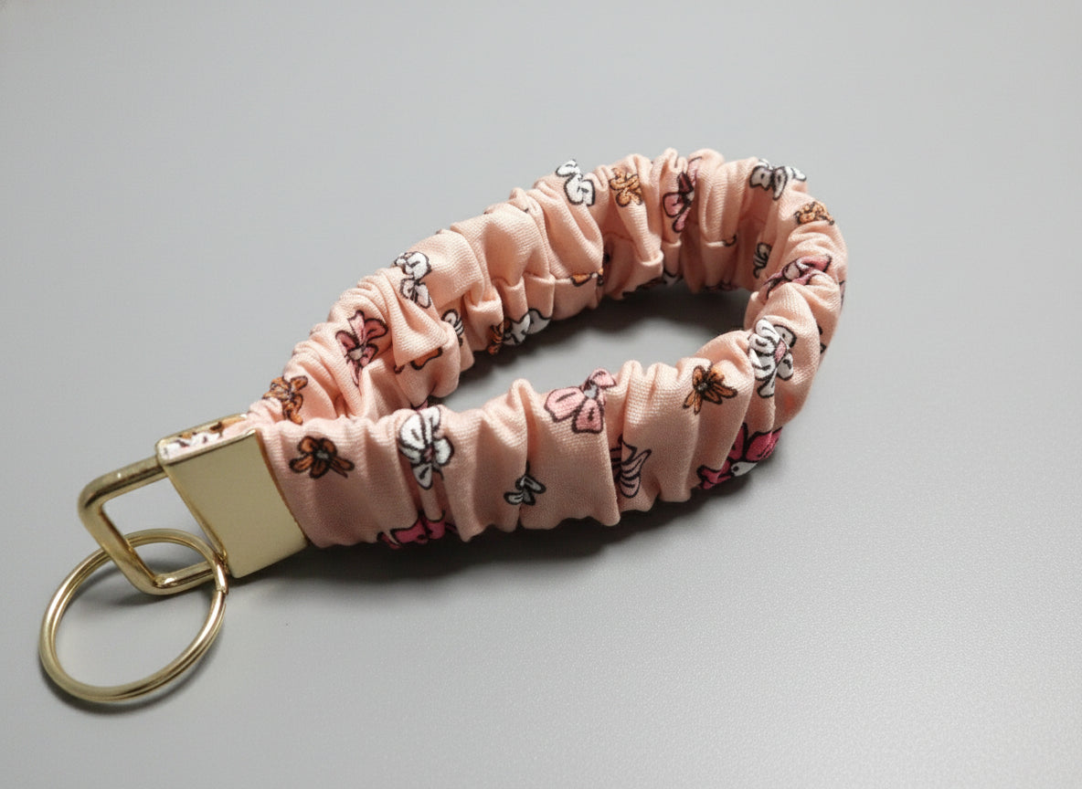 Coral with Flowers Key Fob Holder