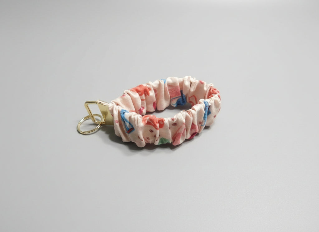 Pink with Coffee Mugs Key Fob Holder