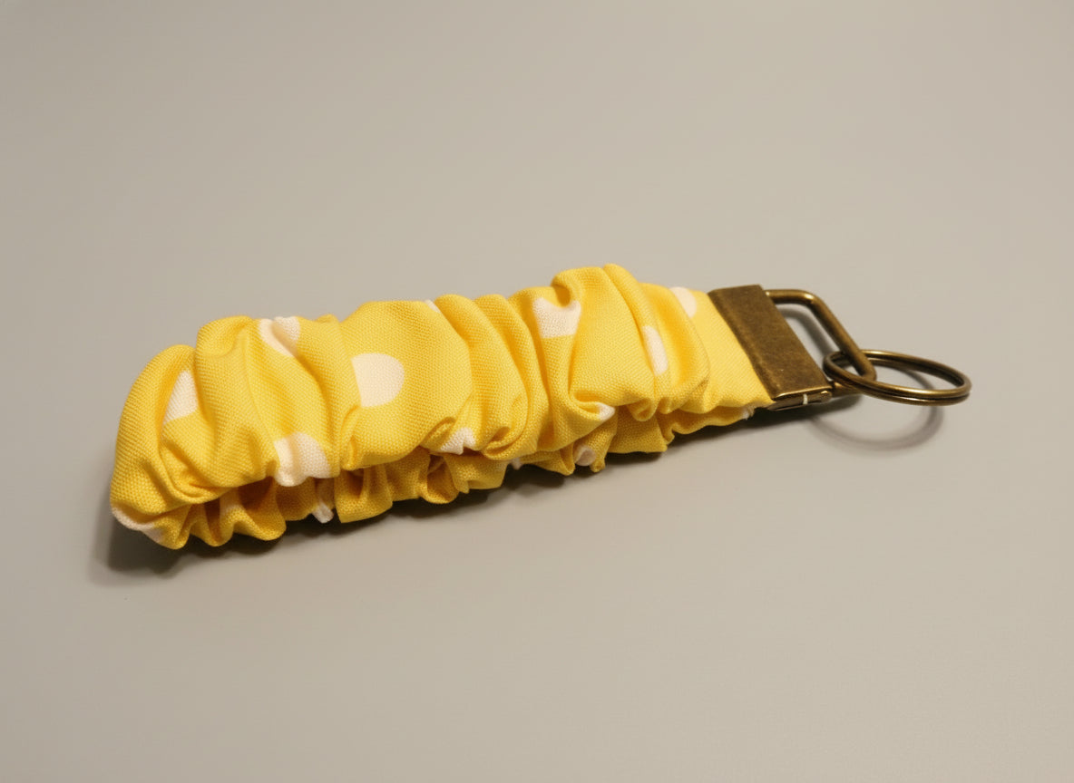 Yellow with White Polka Dots Key Fob Holder
