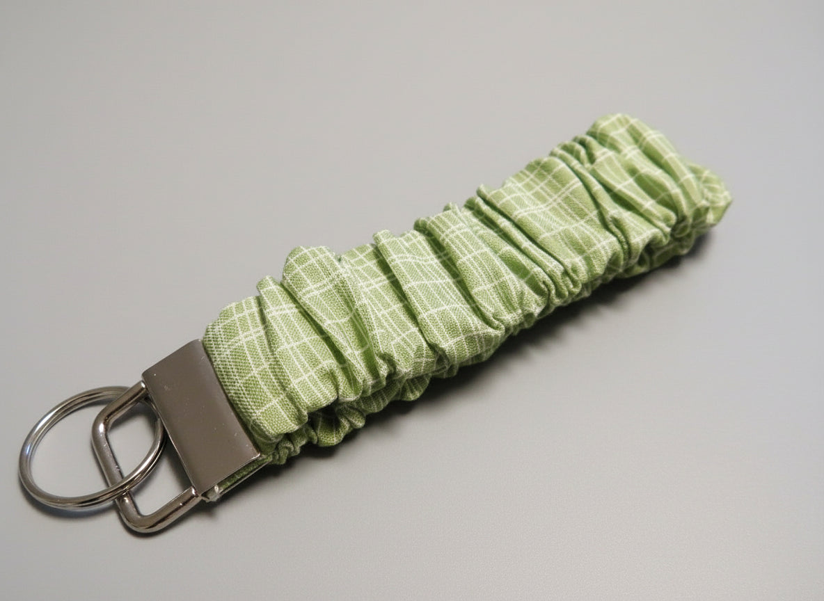 Green and White Plaid Key Fob Holder