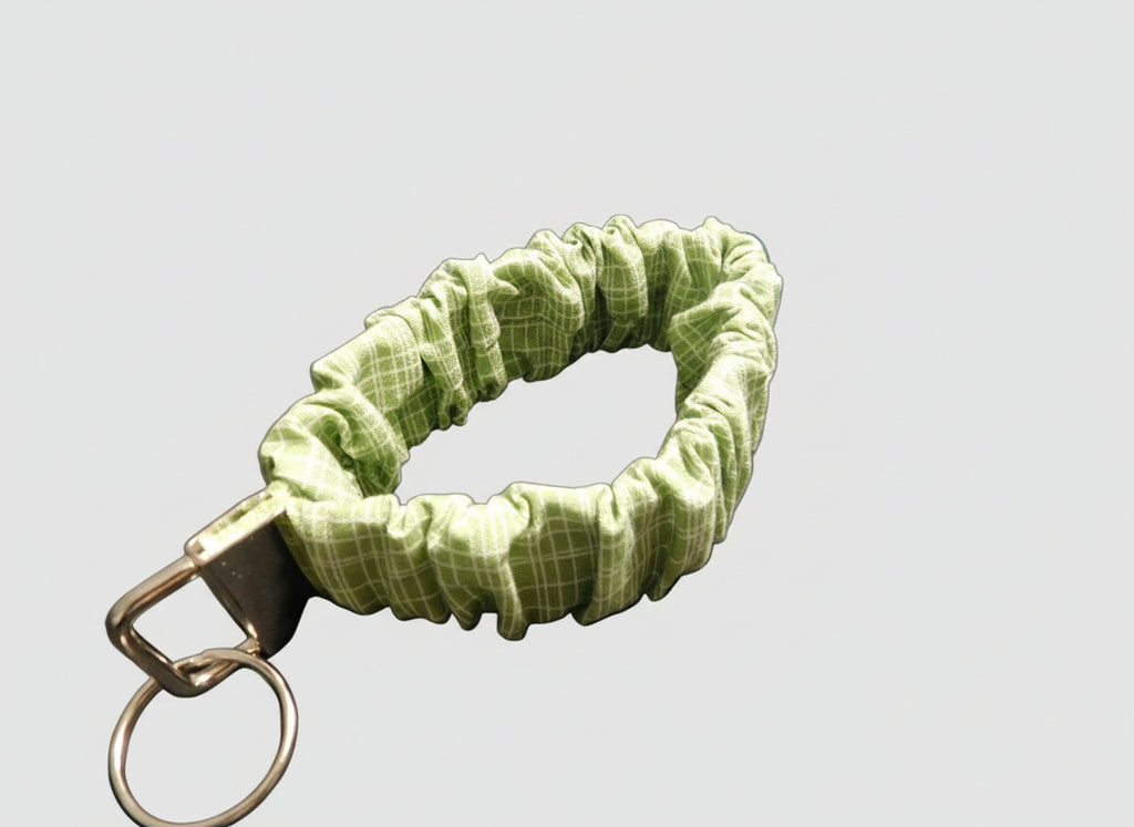 Green and White Plaid Key Fob Holder