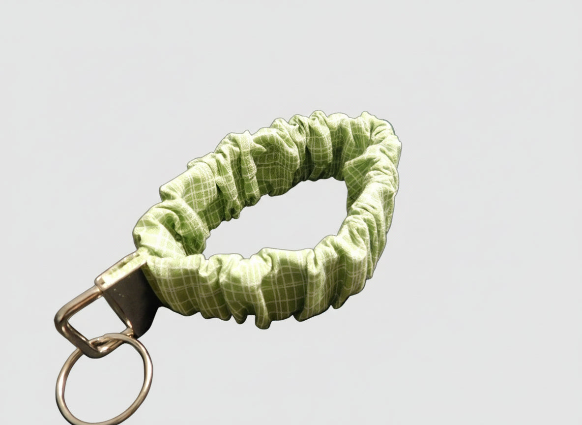 Green and White Plaid Key Fob Holder