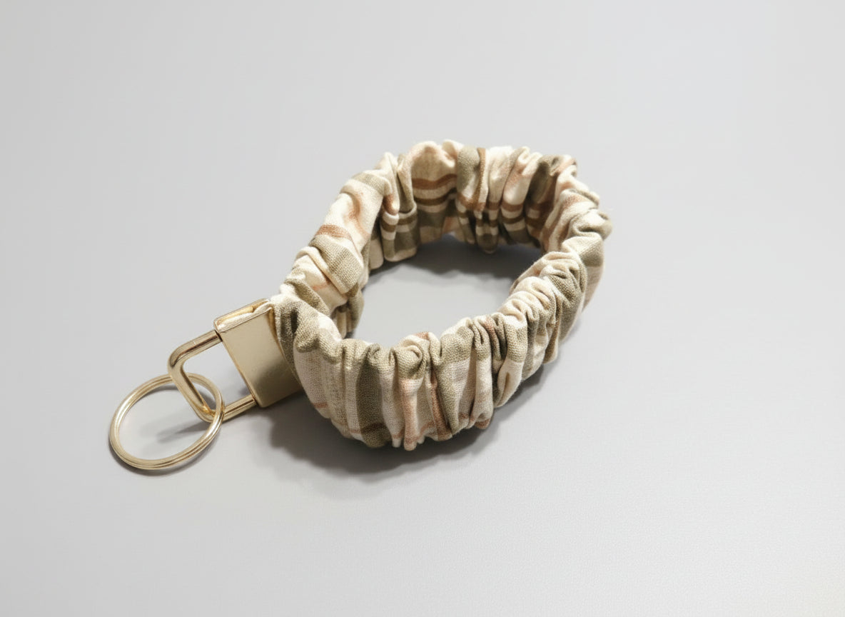 Tan and Brown Plaid Key Fob Holder