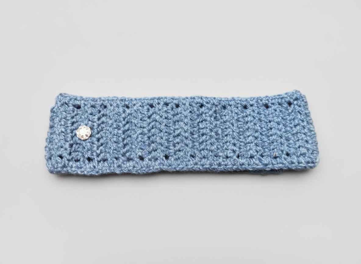 Handcrafted Blueberry Buckle Winter Headband with Button