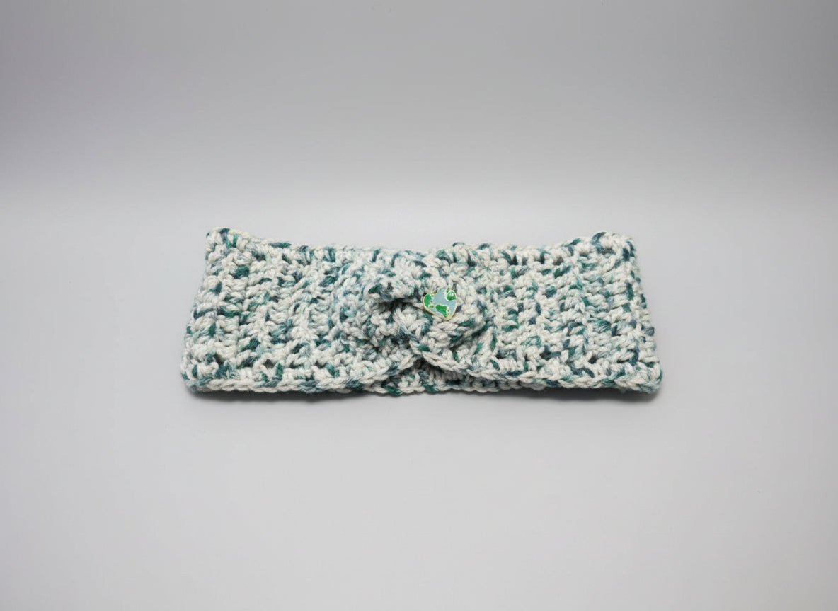 Handcrafted Be Still Winter Headband with Button