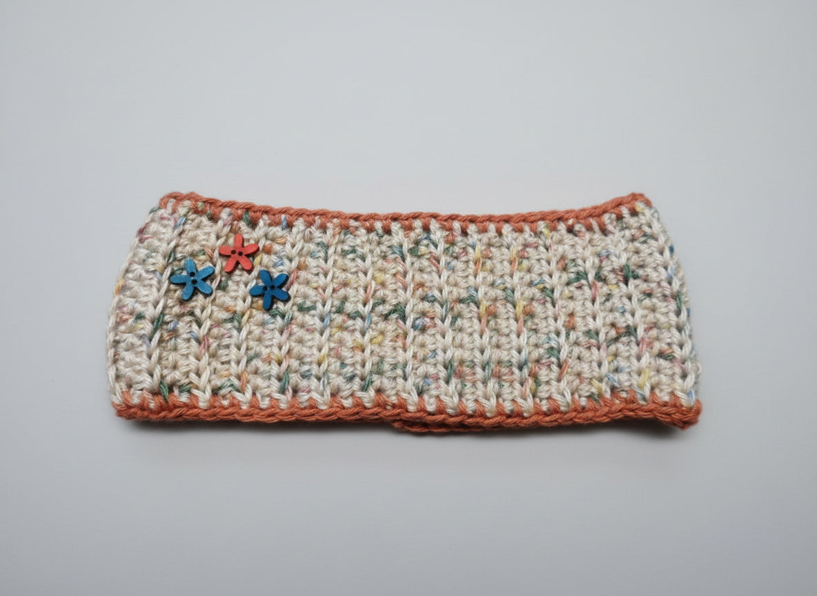 Handcrafted Vintage Winter Headband with Button
