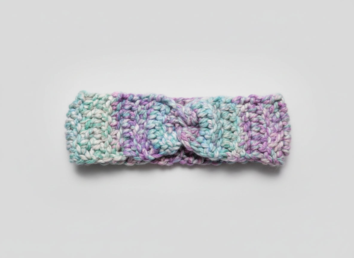 Handcrafted Purple/Green/Blue Winter Headband