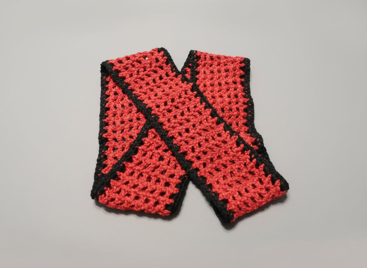 Handcrafted Red and Black Infinity Scarf