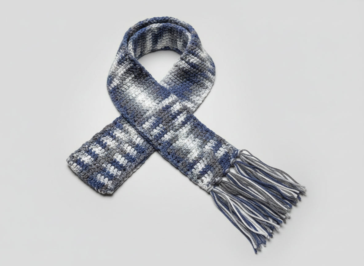 Handcrafted Denim Ombre Scarf