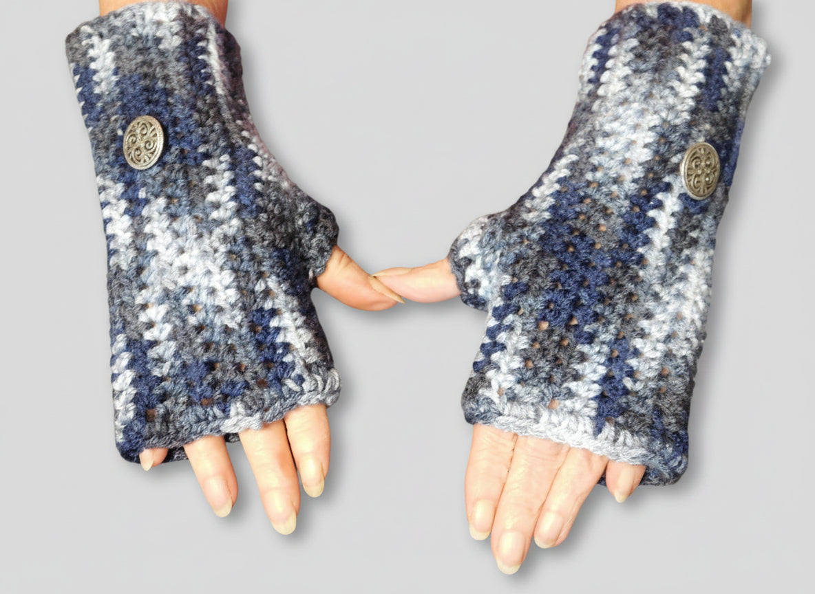 Handcrafted Denim Ombre Mittens