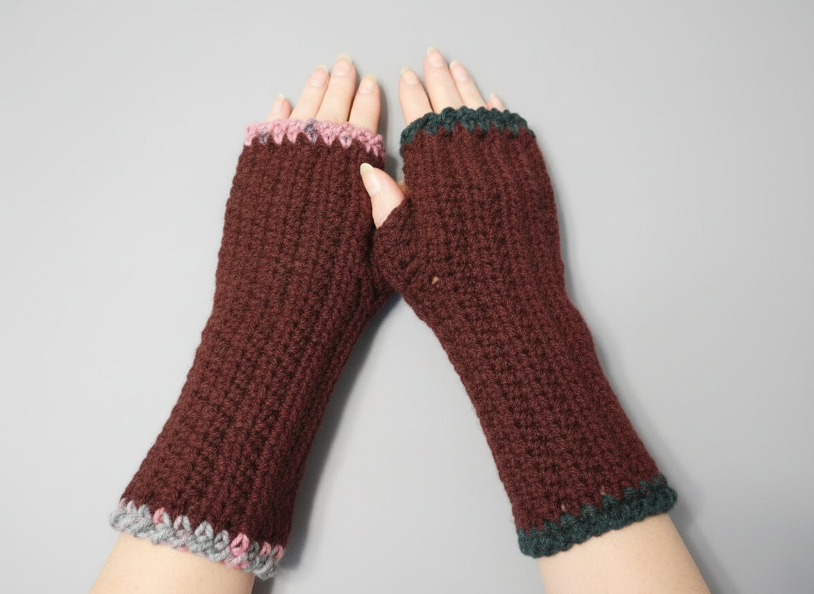 Handcrafted Burgundy Mittens