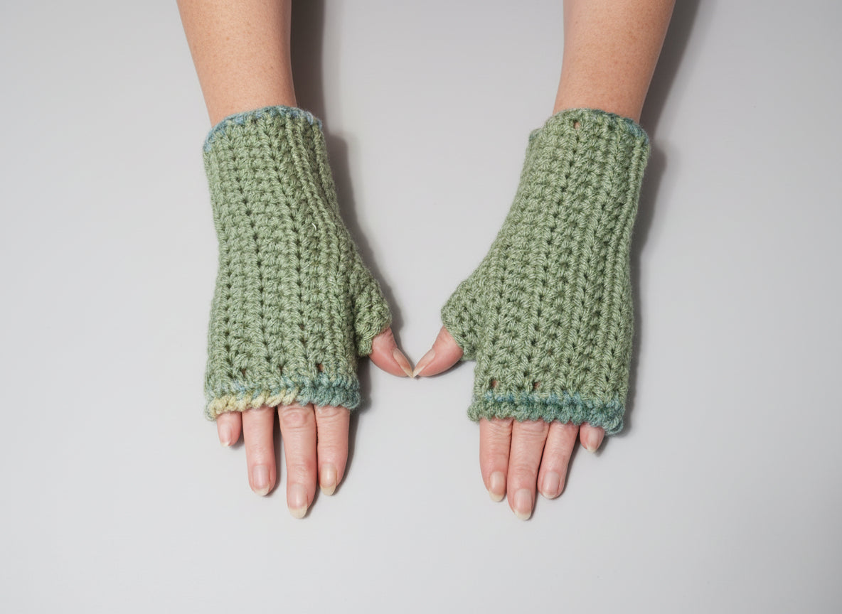 Handcrafted Light Sage Mittens