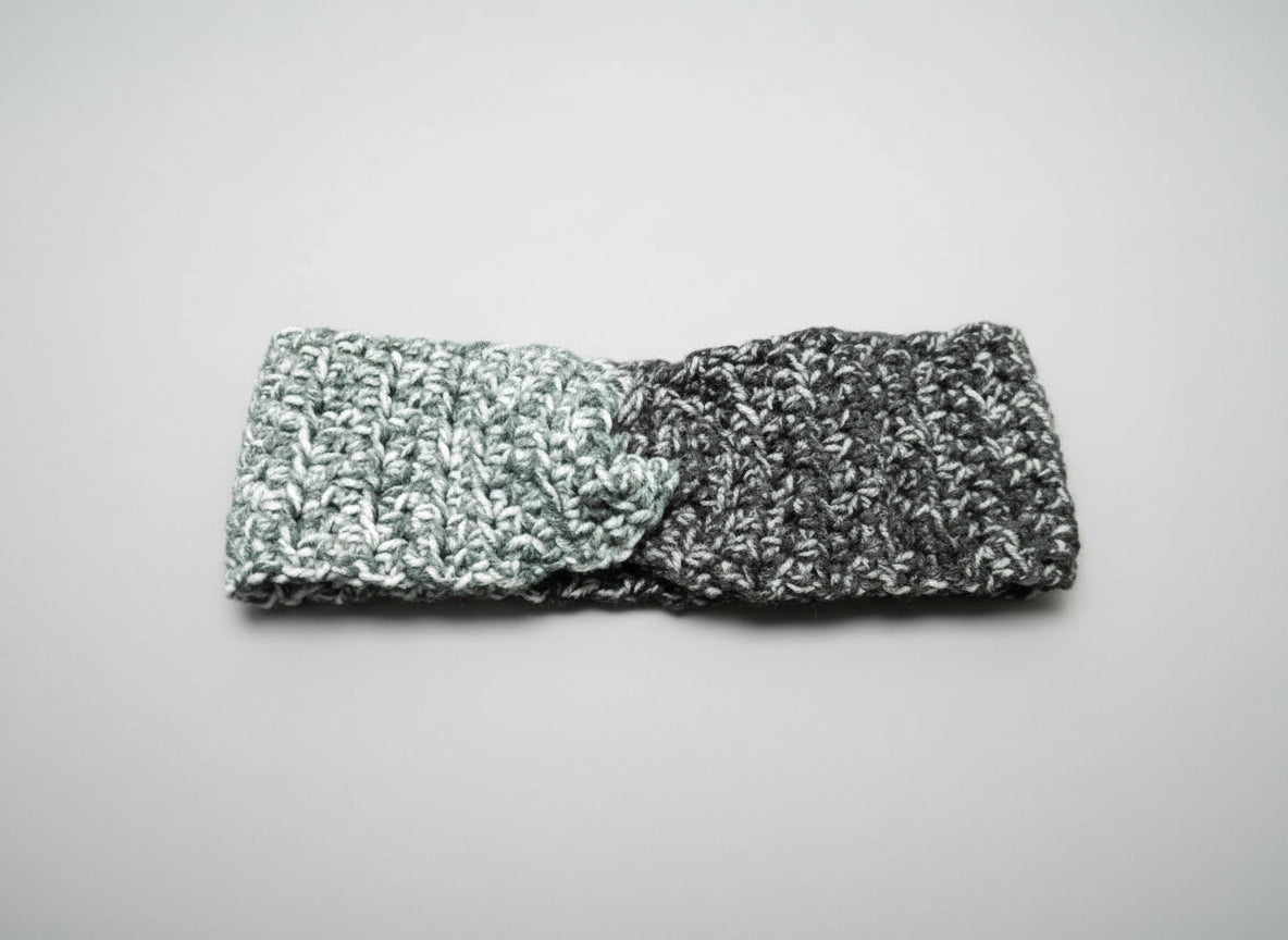 Handcrafted Black/Gray Winter Headband