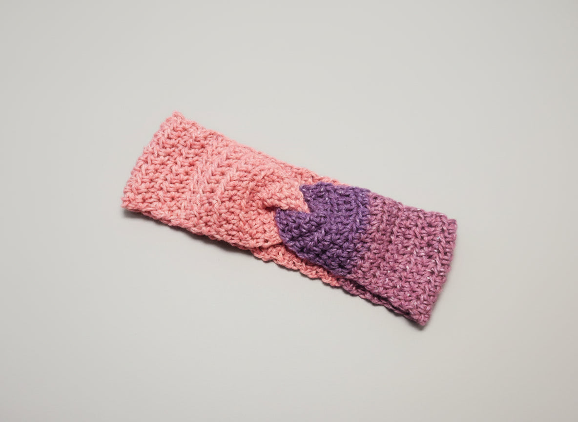 Handcrafted Pink/Purple Sparkle Winter Headband