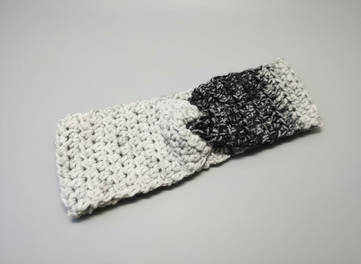 Handcrafted Black/Gray Winter Headband