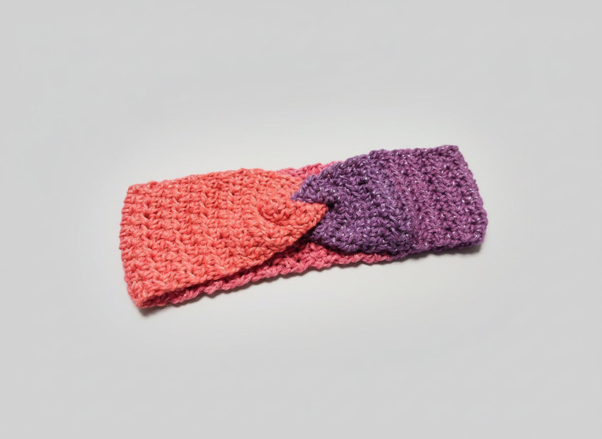 Handcrafted Red/Purple Sparkle Winter Headband