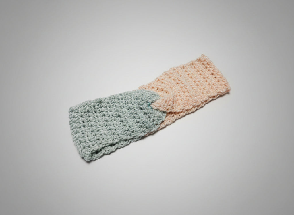 Handcrafted Pink/Gray Sparkle Winter Headband