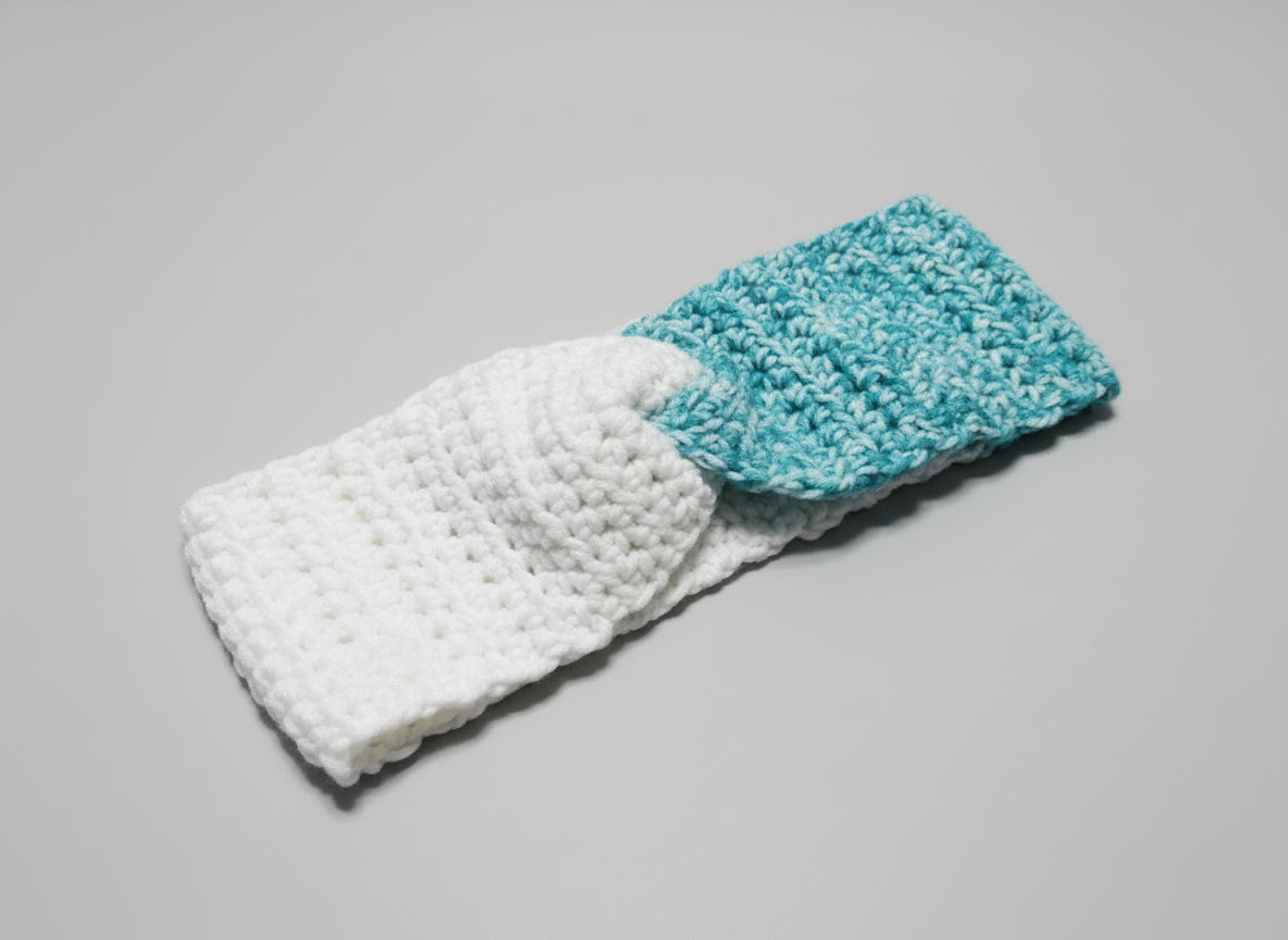 Handcrafted Teal/Light Aqua Winter Headband