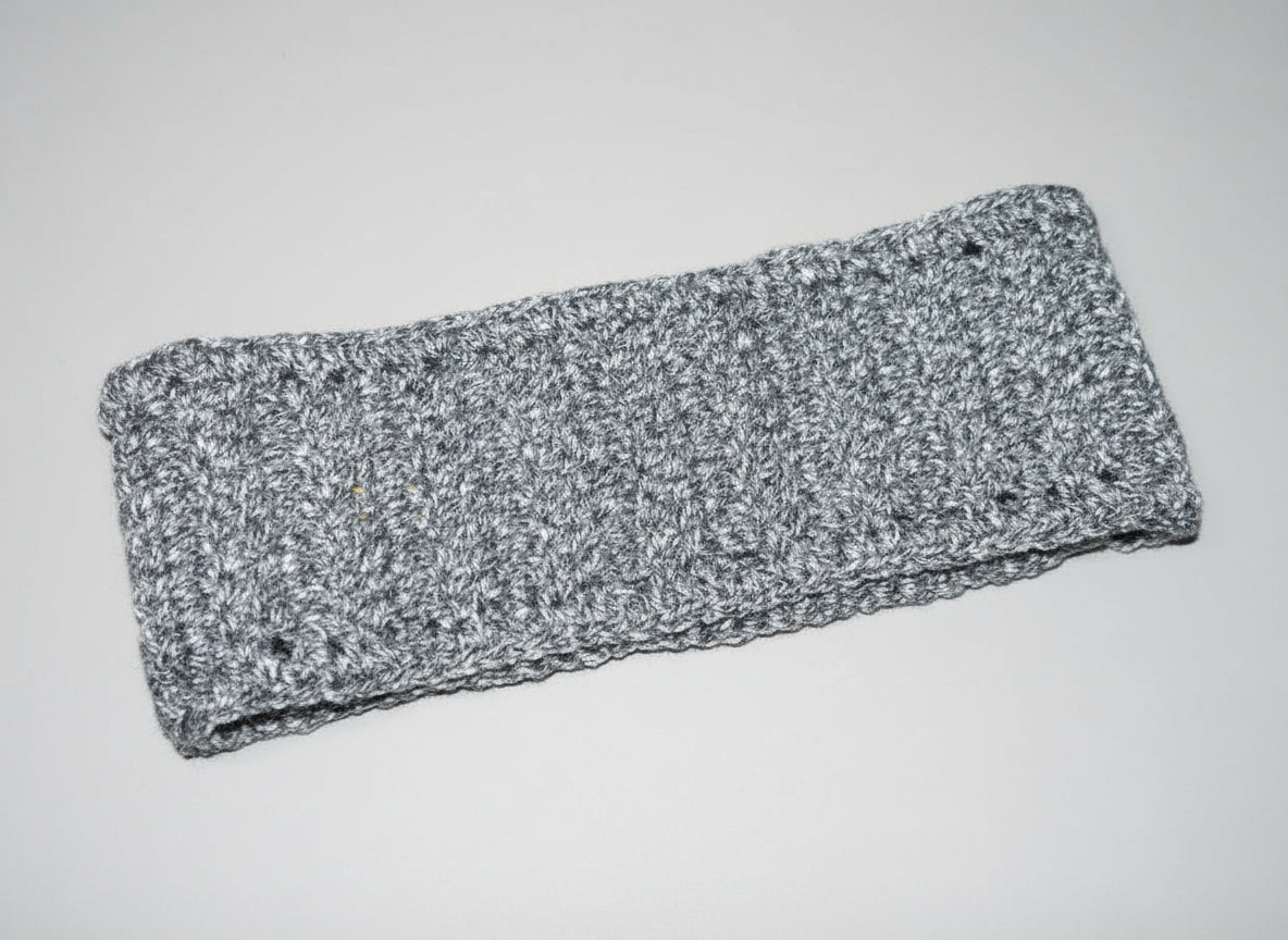 Handcrafted Gray Black Winter Headband