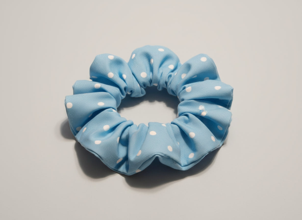 Blue with White Dots Scrunchie