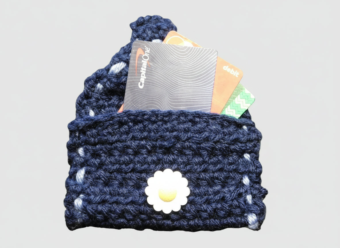 Handcrafted Navy Blue ID/Coin Purse