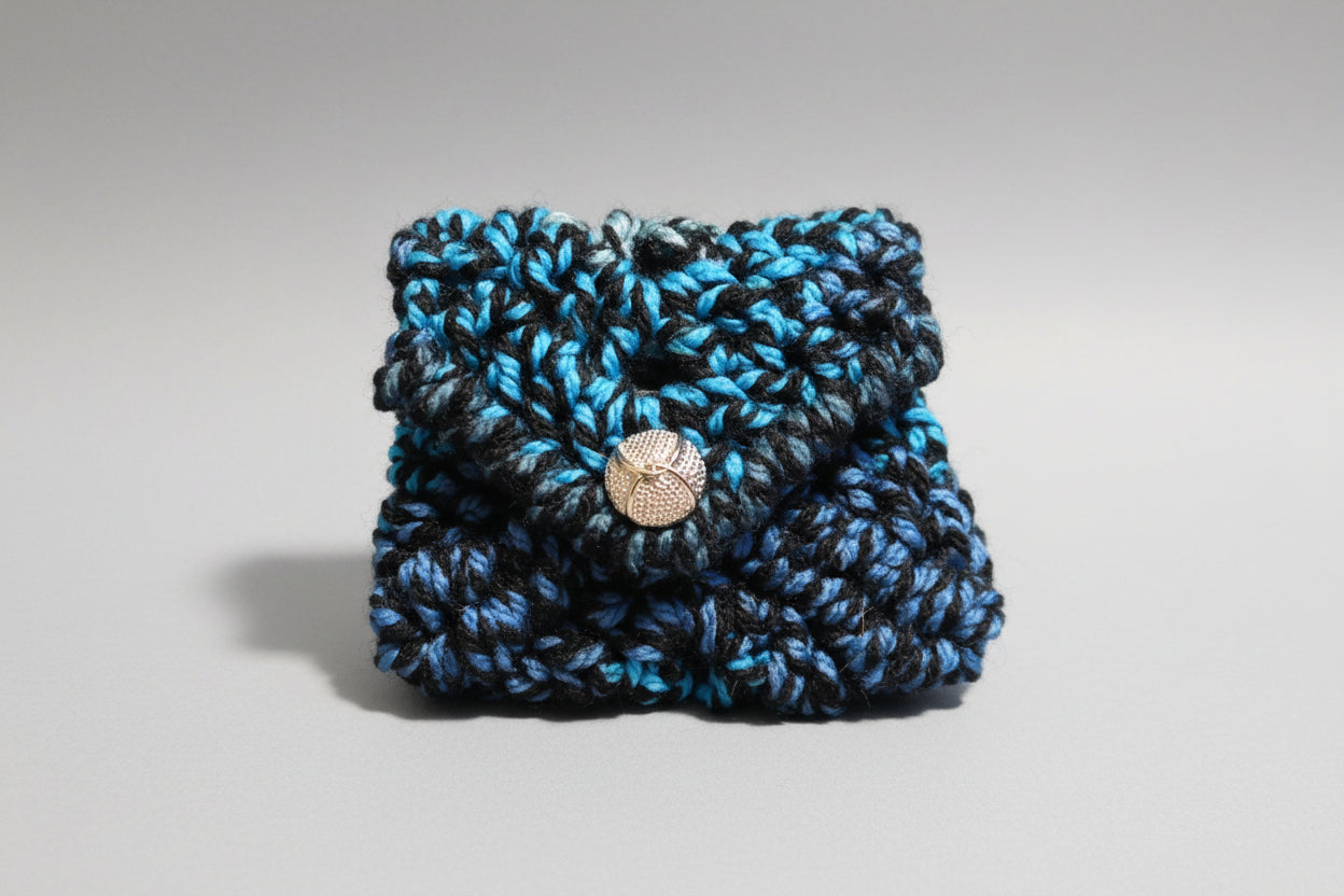 Handcrafted Black and Blue Mix ID/Coin Purse