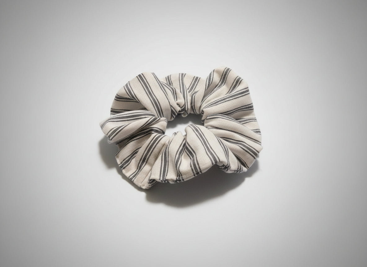 White with Denim Stripes Scrunchie