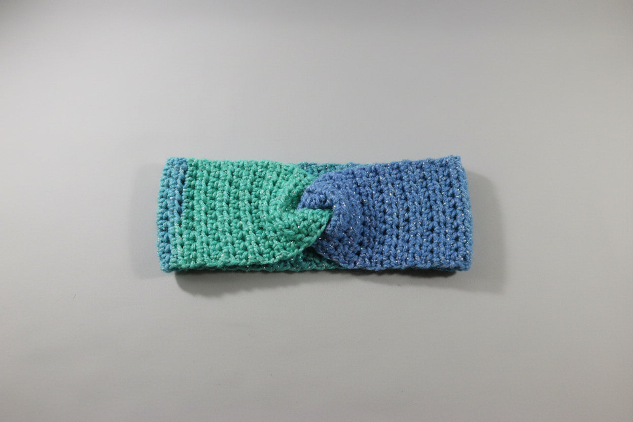 Handcrafted Draco Blue and Green Winter Headband