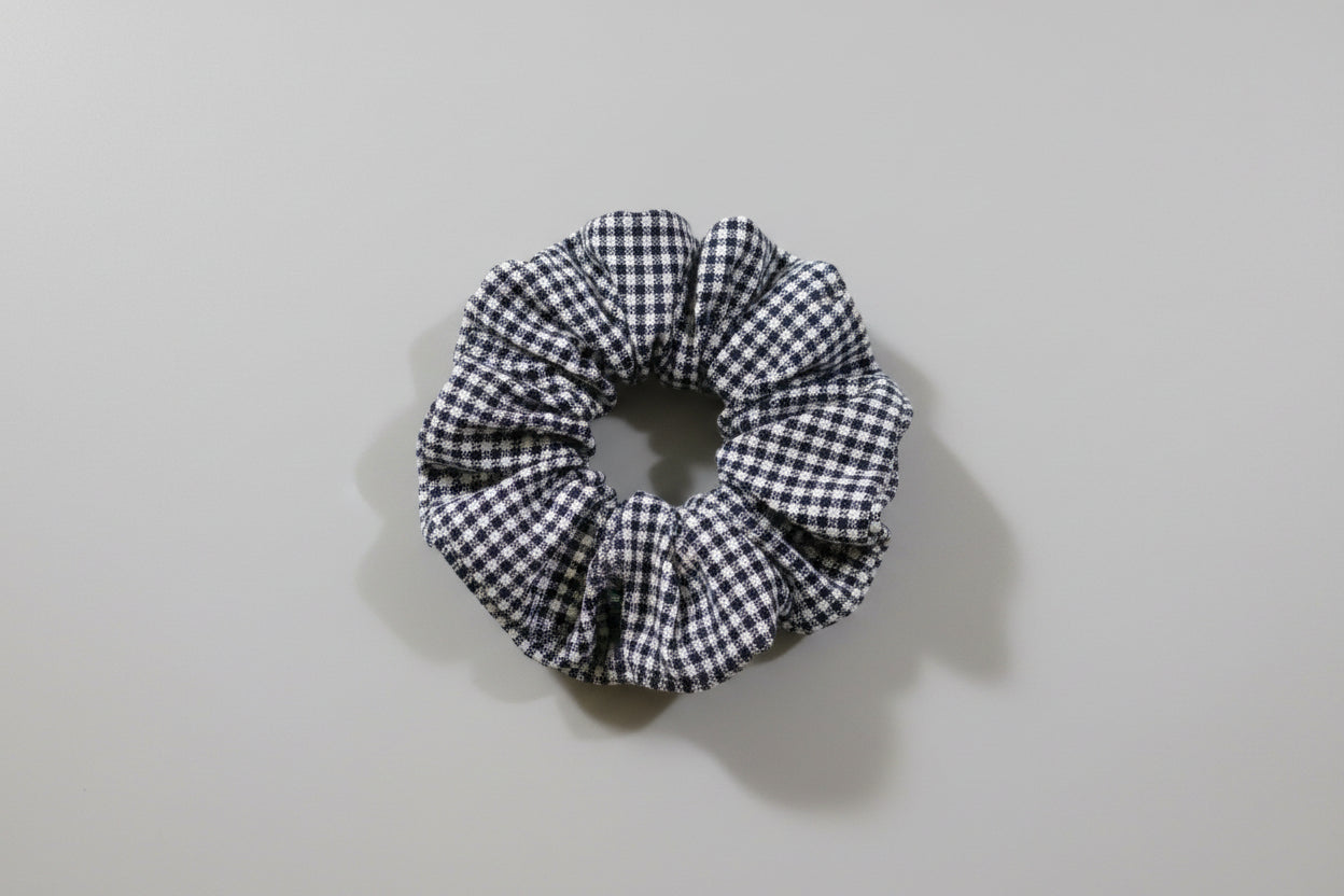 Denim Checked Scrunchie