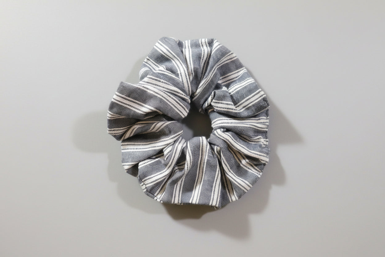 Denim Blue with White Stripes Scrunchie