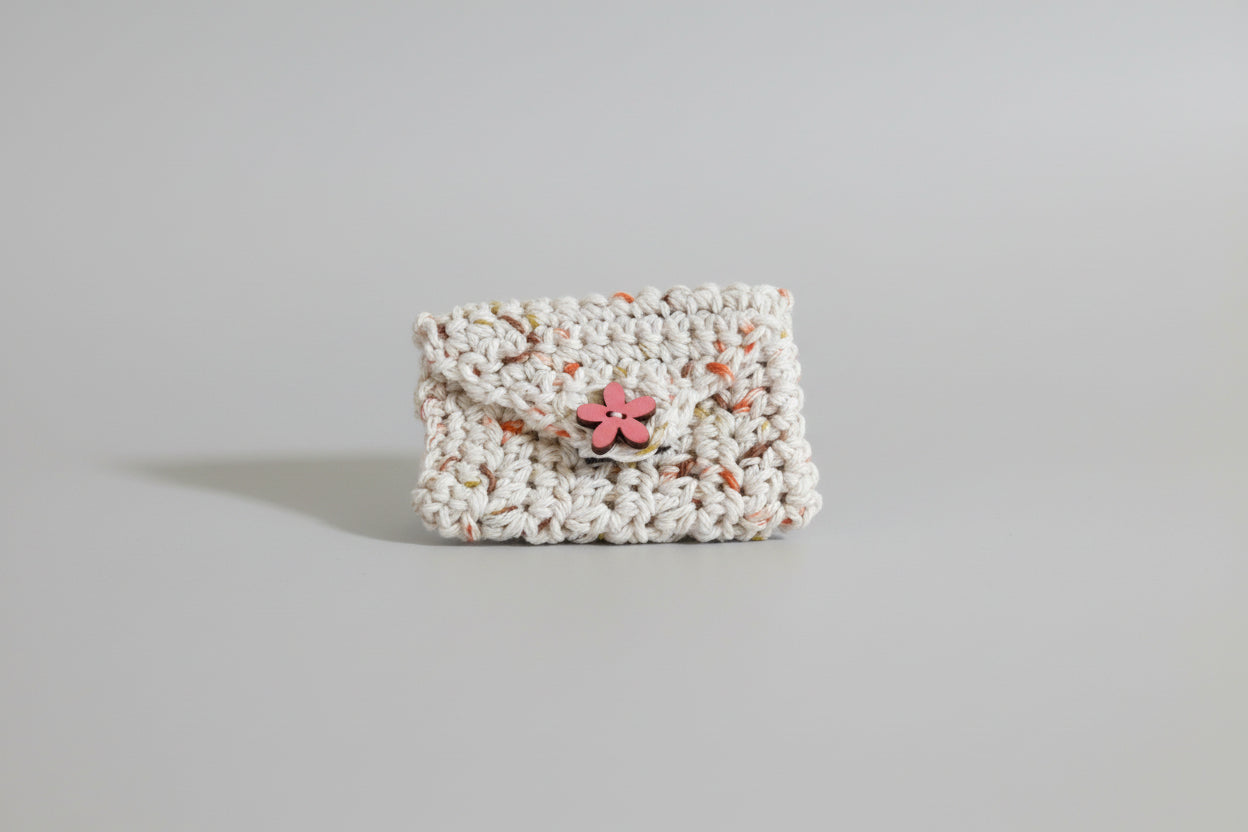 Handcrafted Beige Speckled ID/Coin Purse