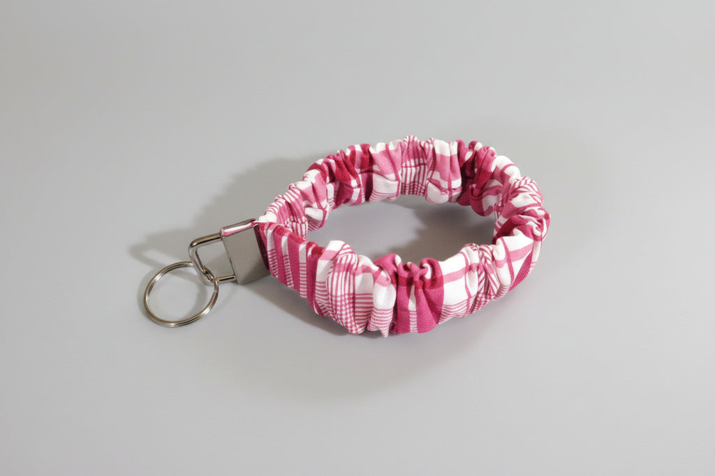 Raspberry Plaid Key Fob