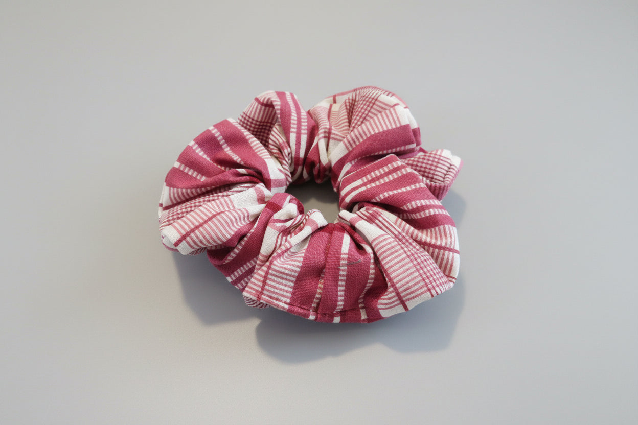 Raspberry Plaid Scrunchie
