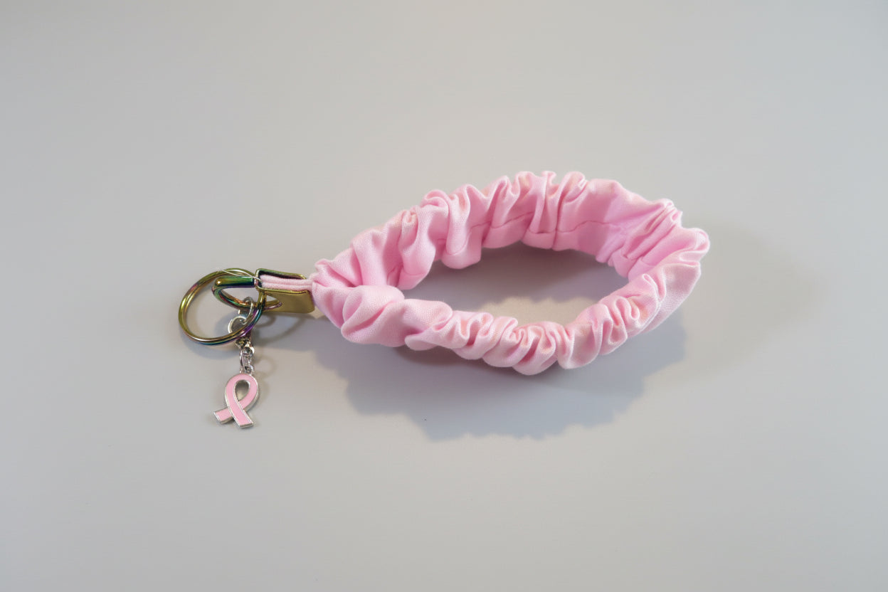 Pale Pink Key Fob Holder w/ Breast Cancer Charm