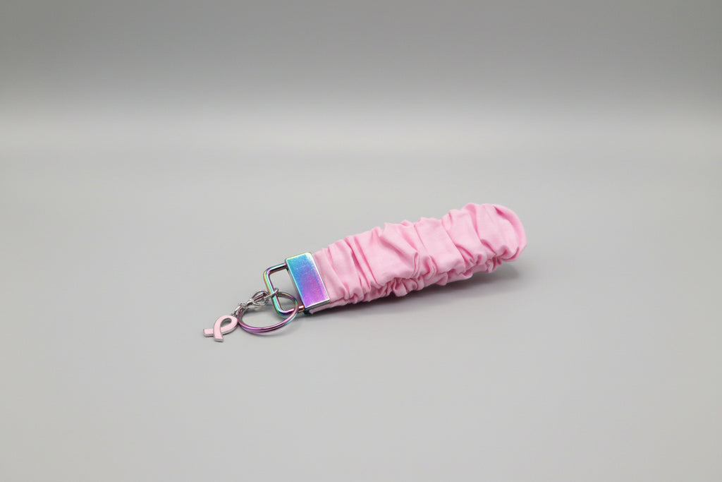 Pink Key Fob Holder w/ Breast Cancer Awareness Charm