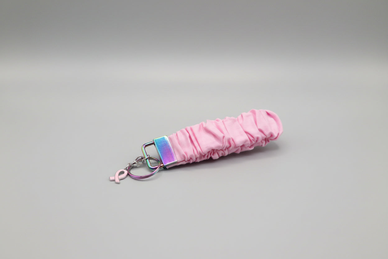 Pink Key Fob Holder w/ Breast Cancer Awareness Charm