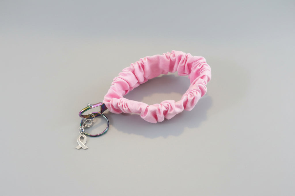 Pink Key Fob Holder w/ Breast Cancer Awareness Charm