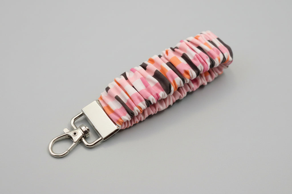 Pink Plaid Key Fob Holder