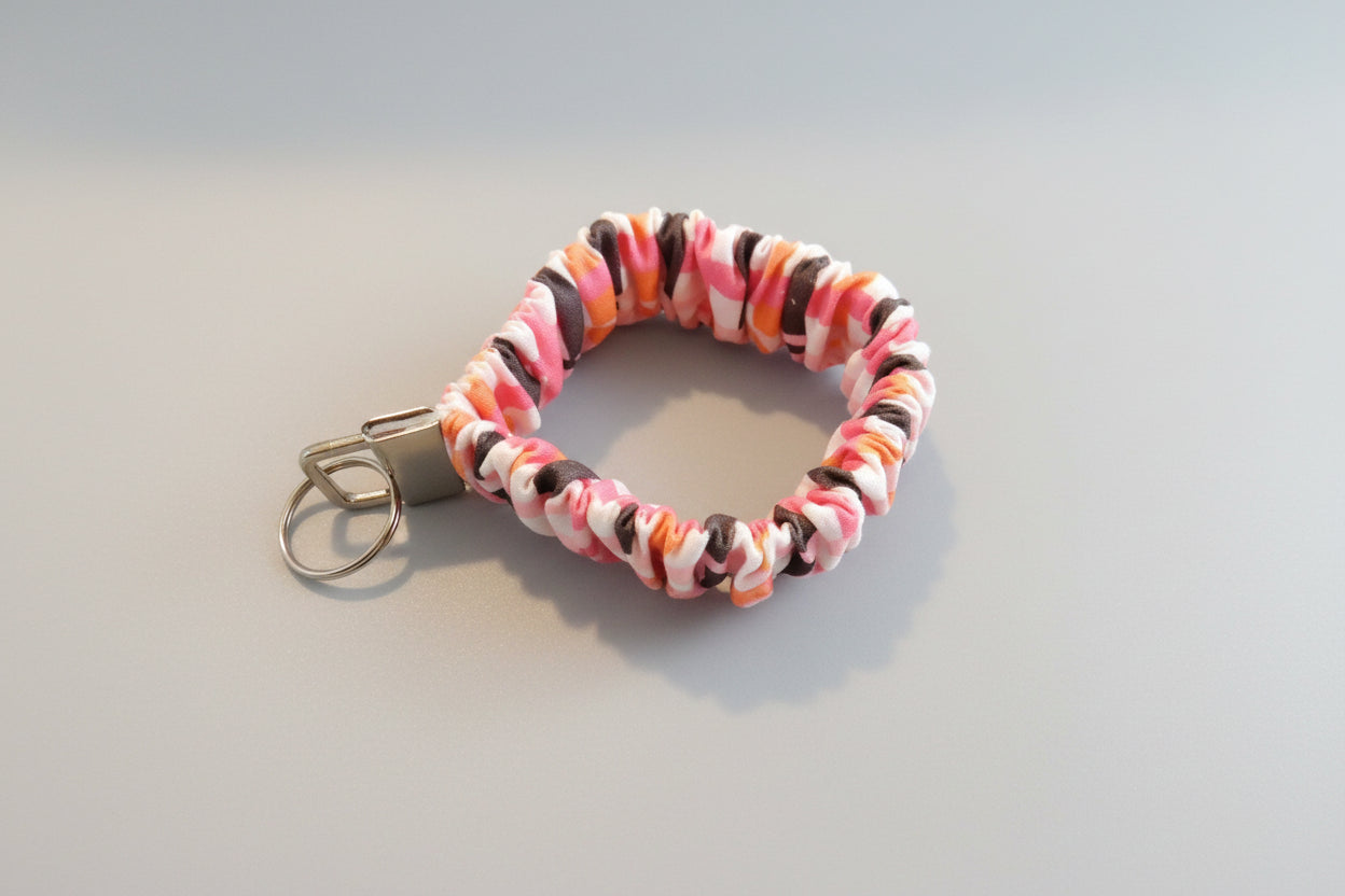Pink Plaid Key Fob Holder