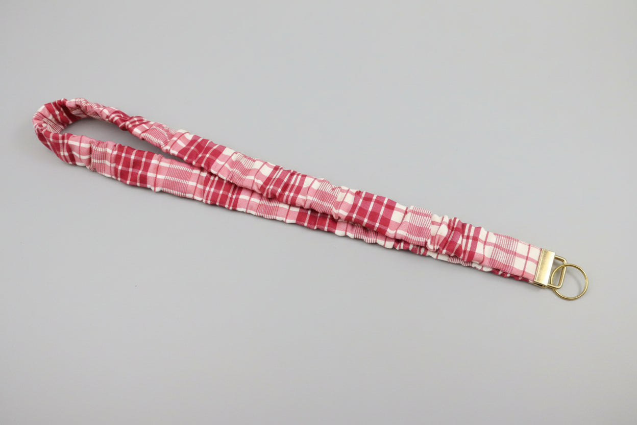 Raspberry Plaid Lanyard