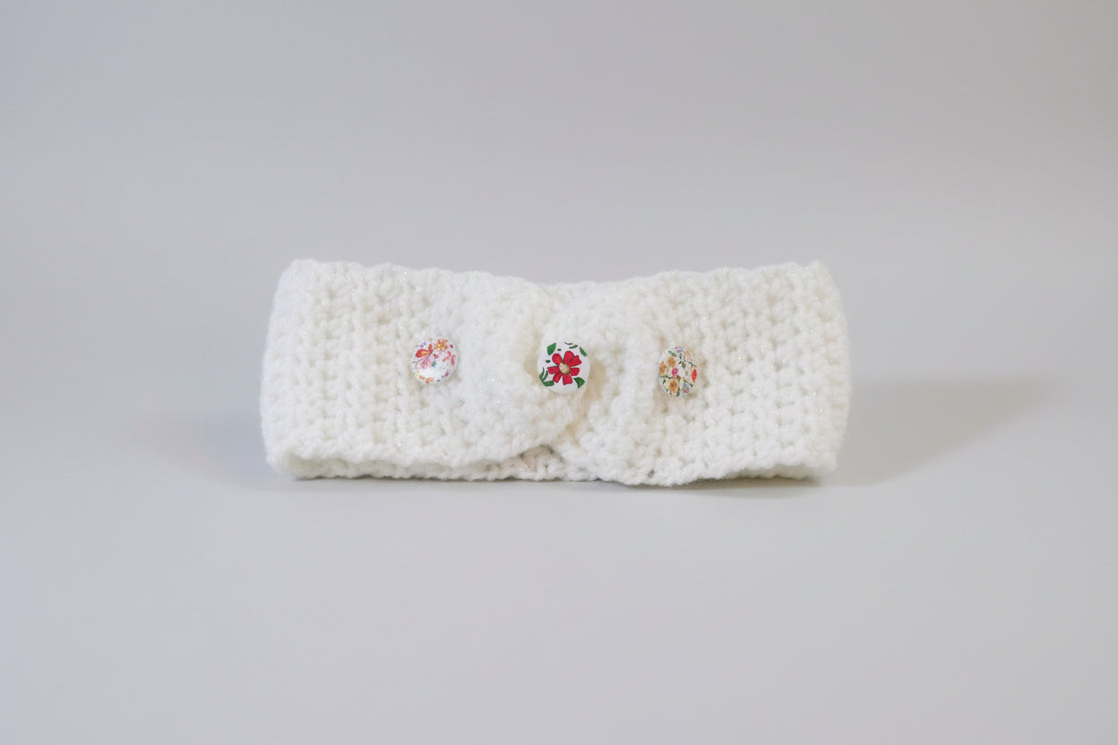 Handcrafted Sparkle White Winter Headband
