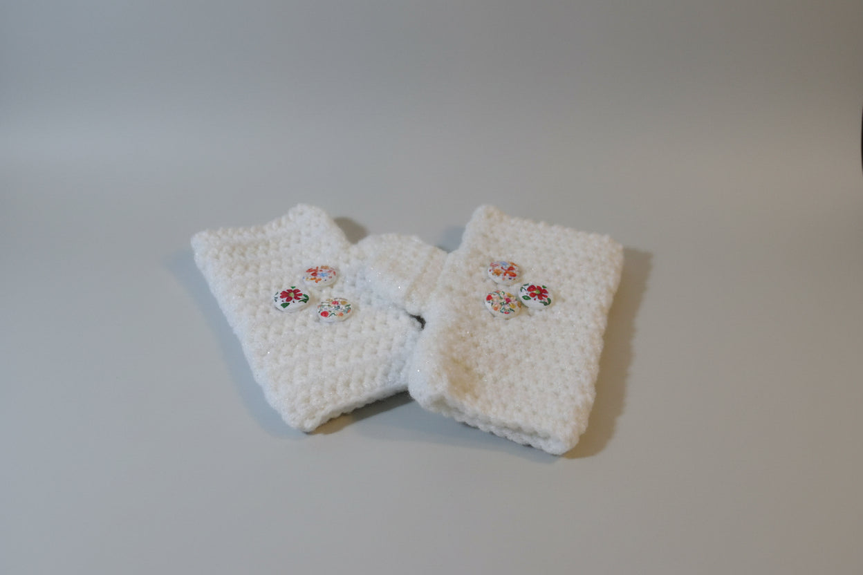Handcrafted Sparkle White Mittens