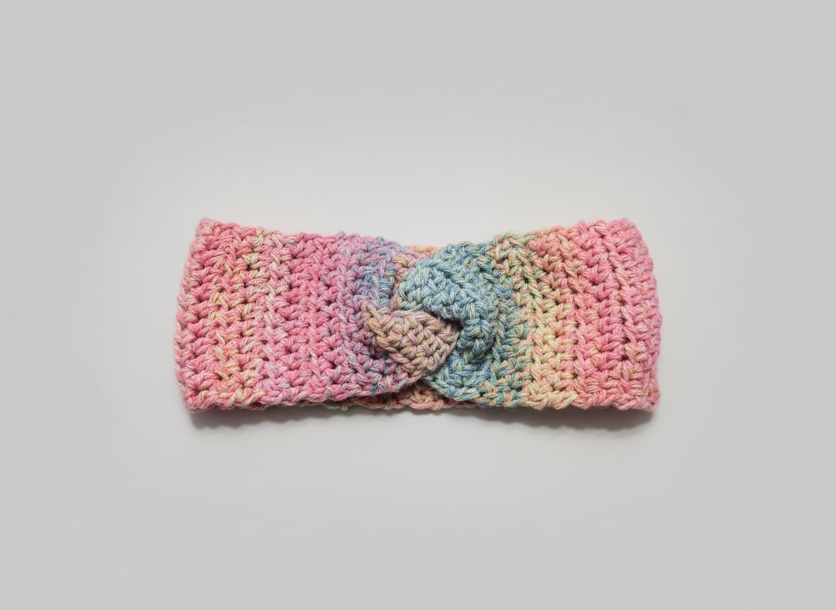 Handcrafted Pink/Purple Multi Colored Winter Headband